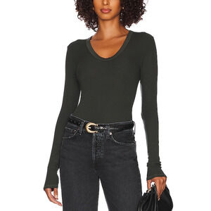 Enza Costa Dark Green Long Sleeve Tee